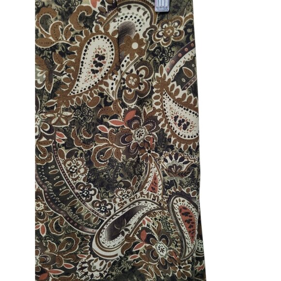 Vintage Skirt Women’s 10 Green Brown Paisley Floral Ankle A-Line Elastic Forest - Picture 4 of 9
